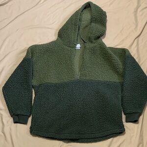 PINK Victoria's Secret Two-Tone Green Sherpa Hoodie